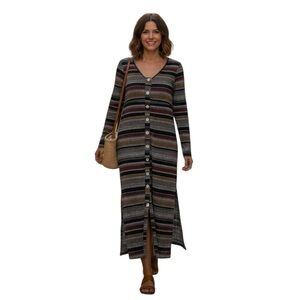 Striped Brown and Black Maxi Dress m/l